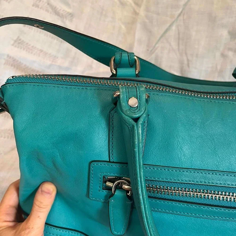 Coach‎ Legacy Molly Satchel 21132 Robin's Egg Blue Turquoise Leather Tassel Boho